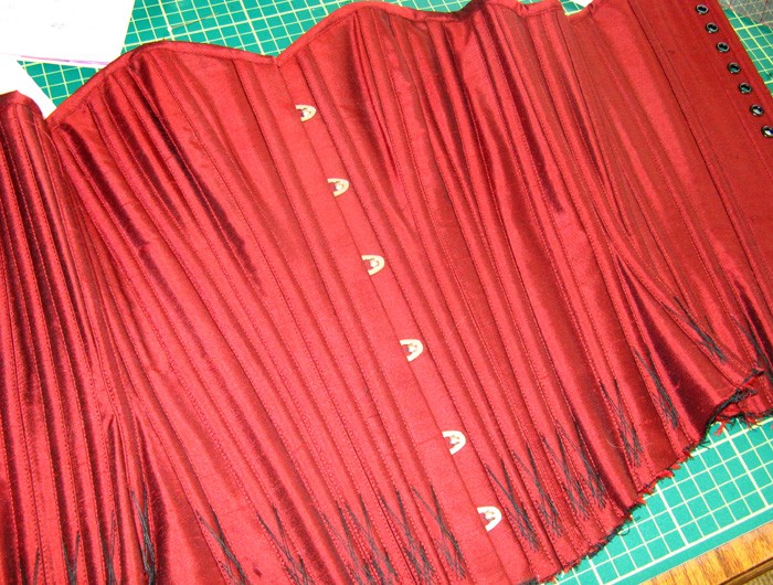 A corset in progress