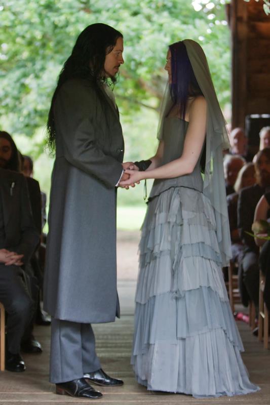 Bespoke wedding gown, veil and coat
